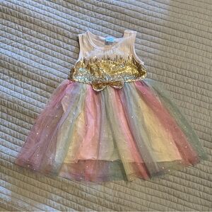 Gold Sequin Rainbow Tulle Dress